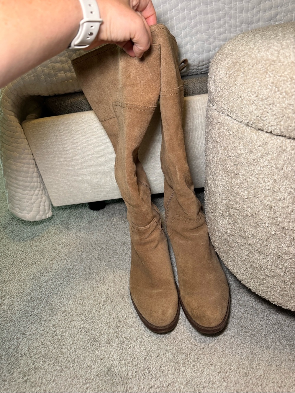 Franco Sarto Over-the-Knee Suede Boots in Tan